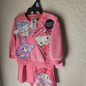 Sanrio Pink Kids Pajama Set with Cute Characters